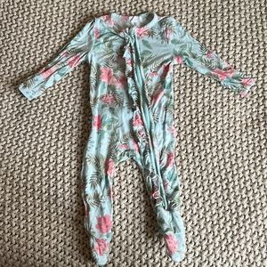 Angel Dear floral ruffle back zipper footie